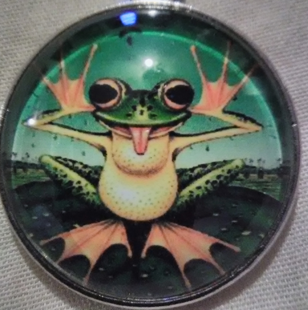 New, Raspberry Frog Cabochon Necklace
